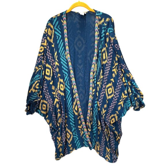 Ariat Sweaters - Ariat Womens L-XL Boho Kimono Cardigan Vibrant Geometric Tribal Southwest Wrap